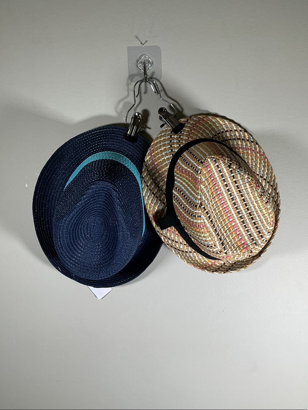 Bundle of 2 Women’s Straw Fedora Hats Chatties Navy & Multicolor Summer